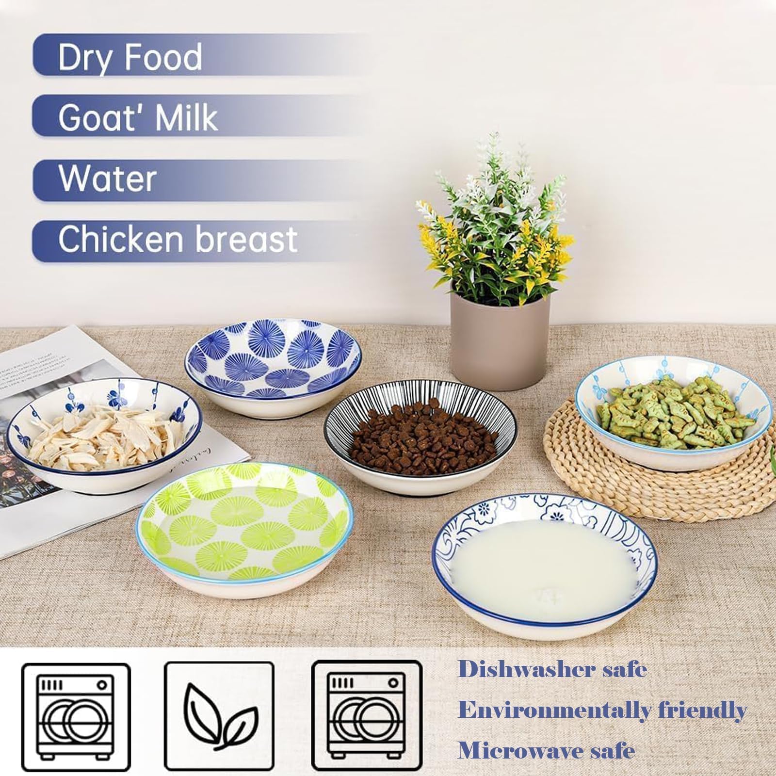 HAPPY KIT ceramic cat bowls easy-clean glaze makes daily washing simple