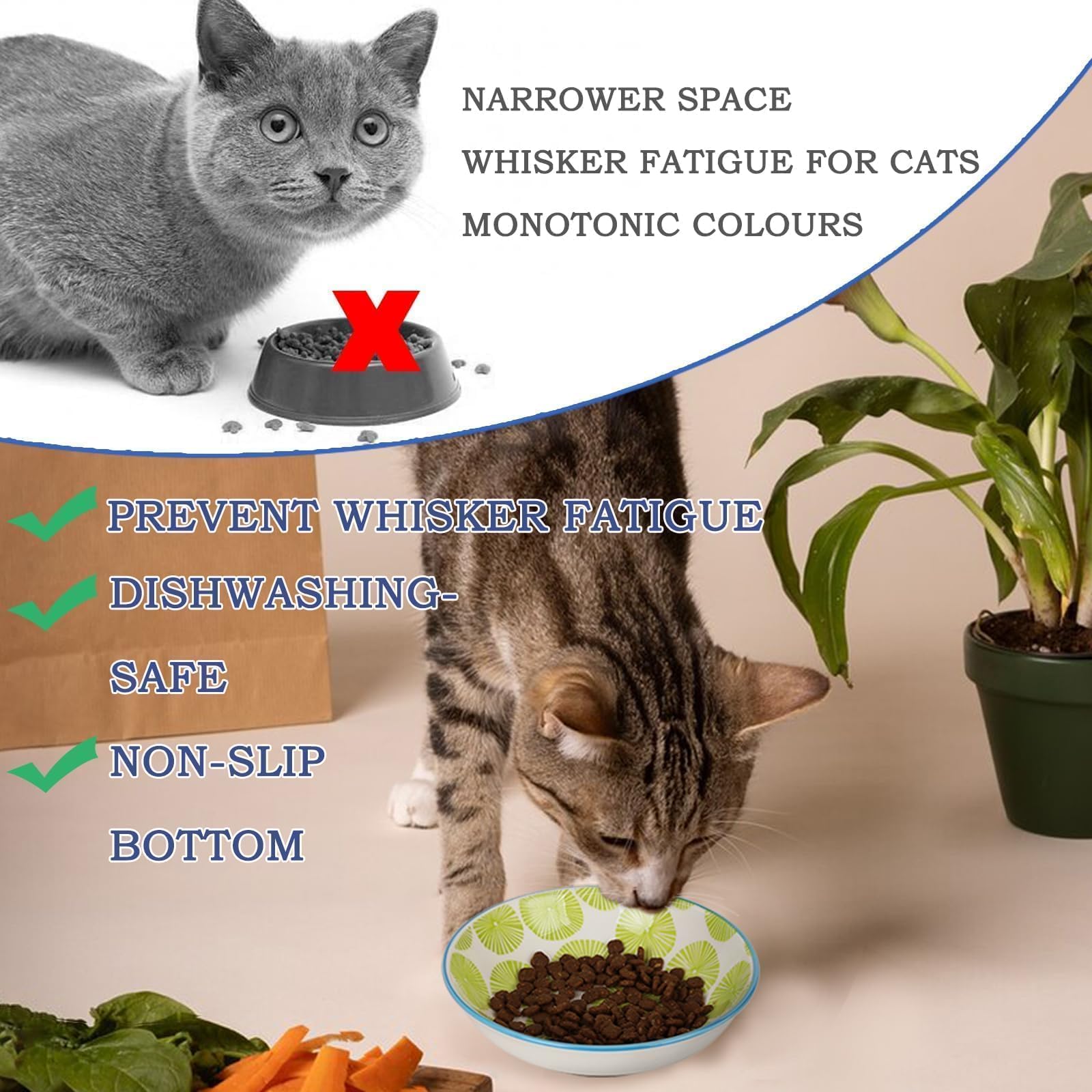 HAPPY KIT ceramic cat bowls for indoor cats ideal for daily meals and water