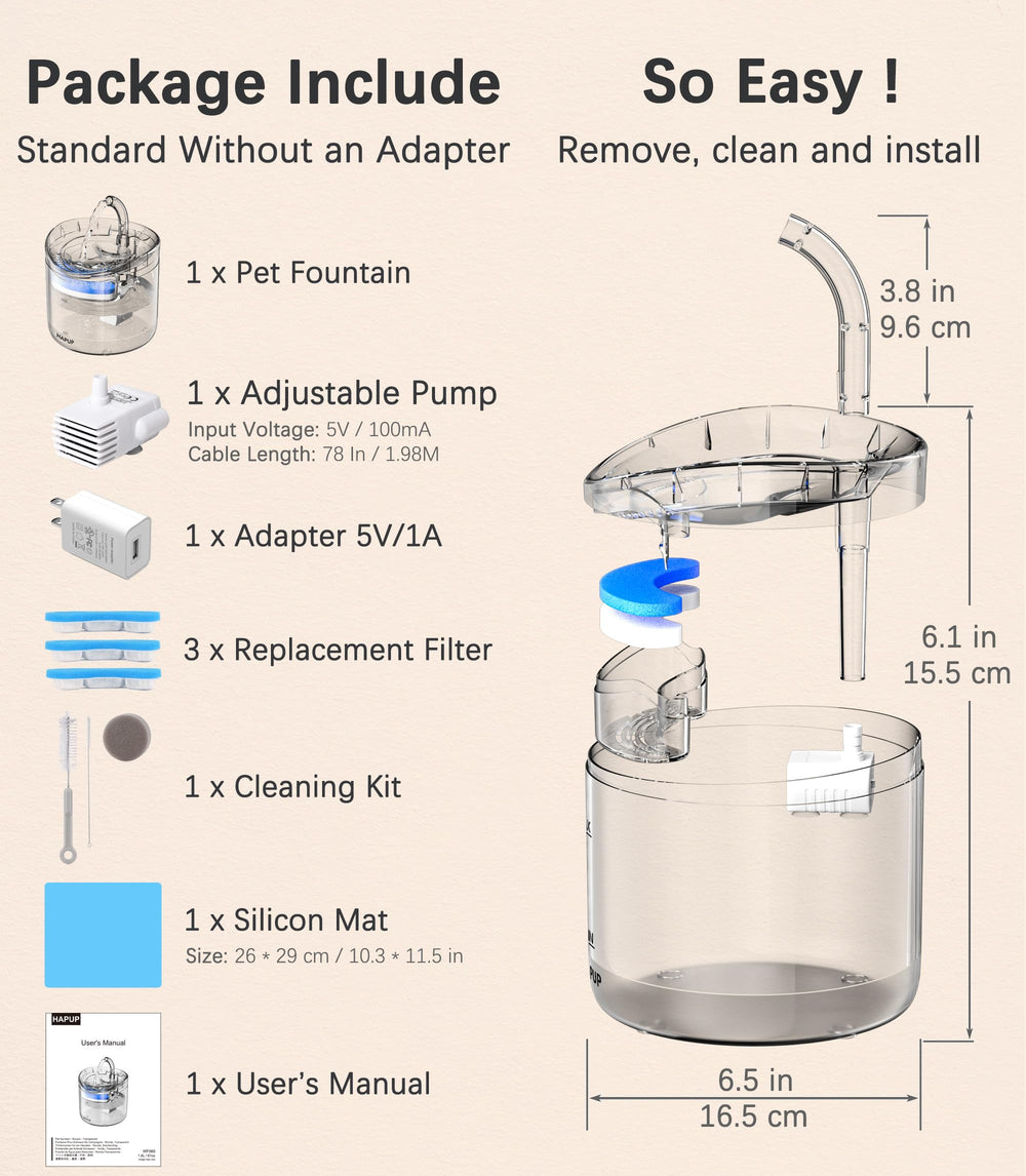 HAPUP cleaning kit demonstrates easy maintenance for the cat fountain.