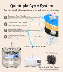 HAPUP water fountain filters system image highlights multi-stage purification.