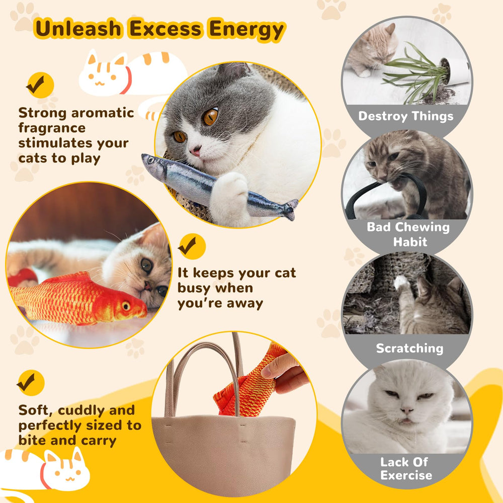 HAPY SHOP catnip fish toy soft plush design offers safe, cuddly entertainment.