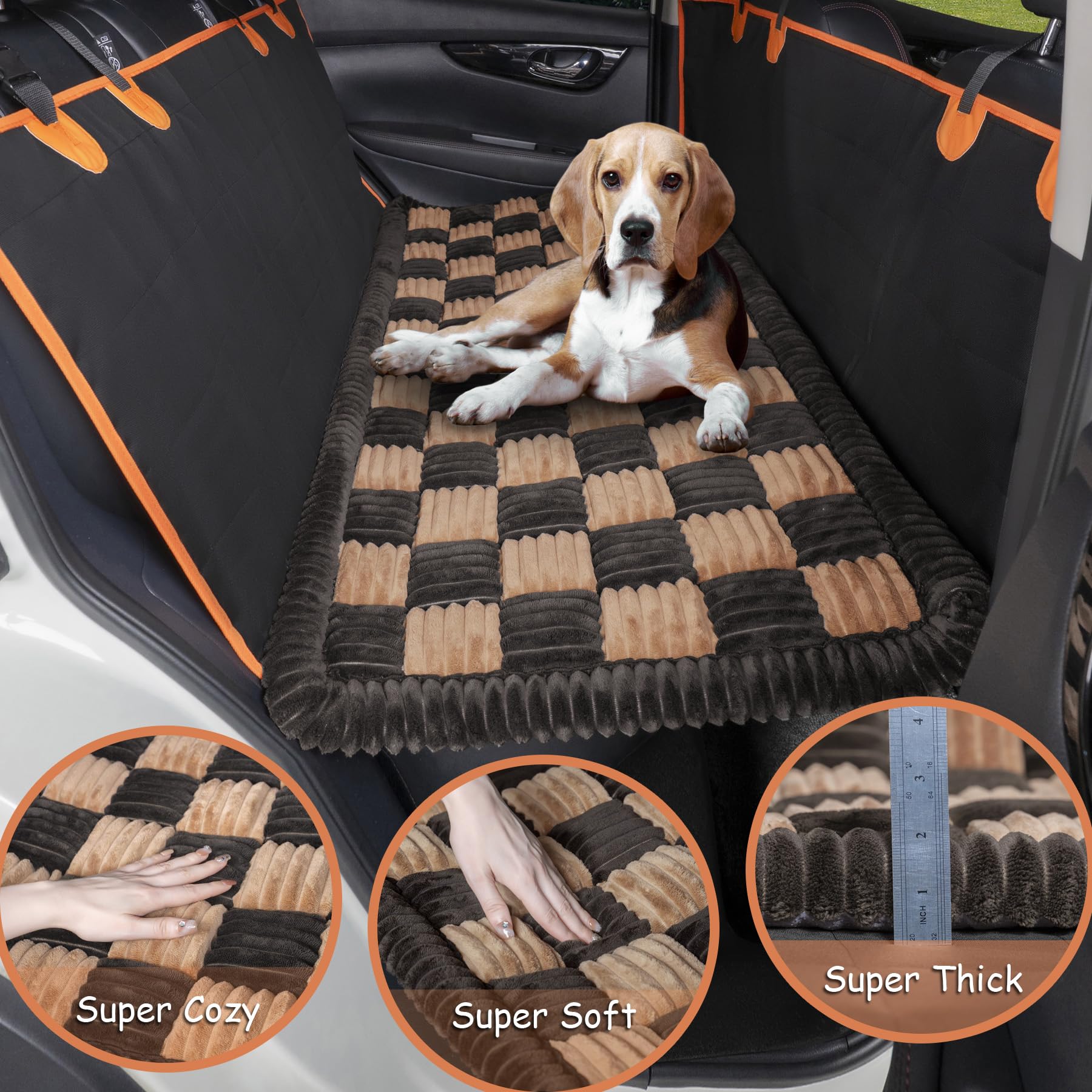 HAPYFOST dog bed custom-fit extender for seamless car compatibility.
