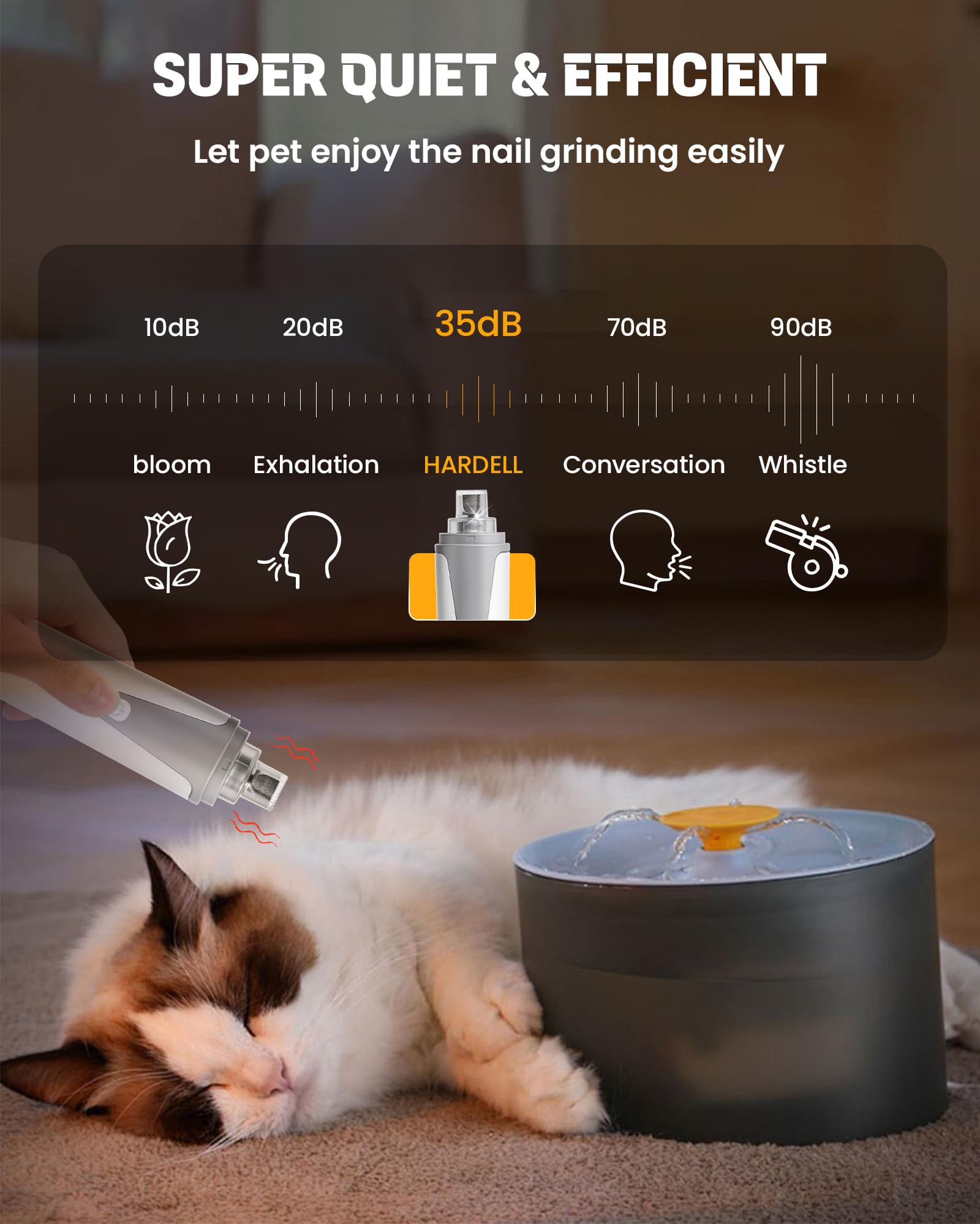 HARDELL dog nail grinder shows two LED lights for clear trimming