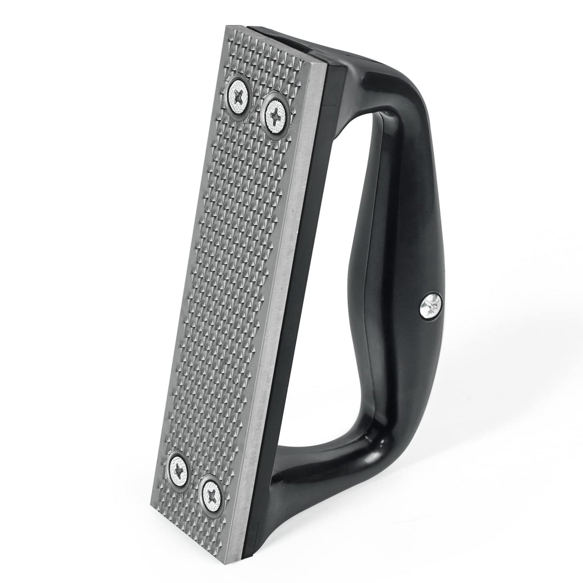 Harhana goat hoof rasp with ergonomic handle enables precise one handed shaping.