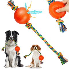 Harhana rope toys with squeaky ball close-up shows durable rope and entertaining squeak