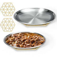 Harhana stainless steel cat dishes with two-set non-skid pads for stable feeding.