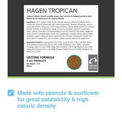 HARI Tropican 4mm granules in a dish supporting easy parrot eating
