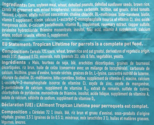 HARI Tropican formula suited for conures and caiques among other small parrots