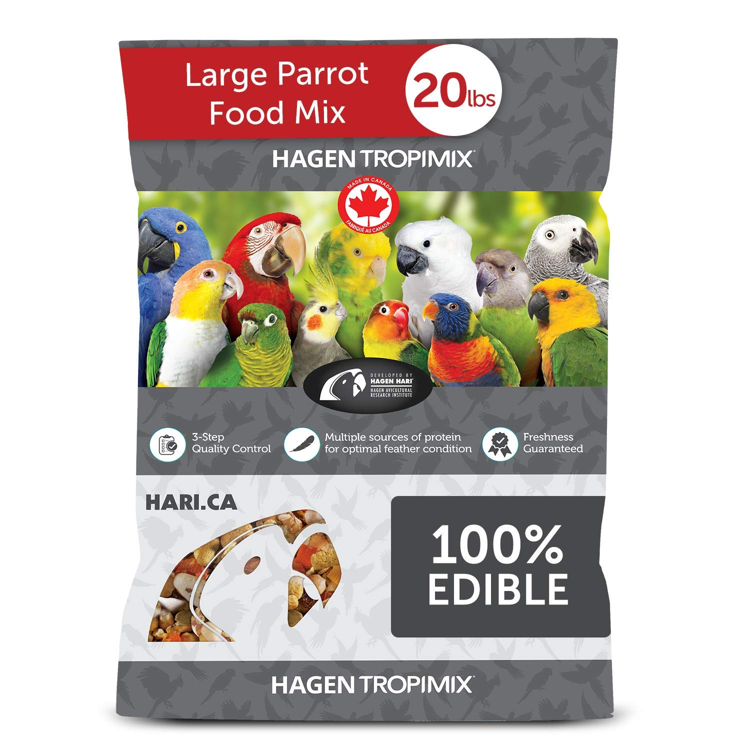 Hari Tropimix bag 20lb shows bulk feeding option for large parrots