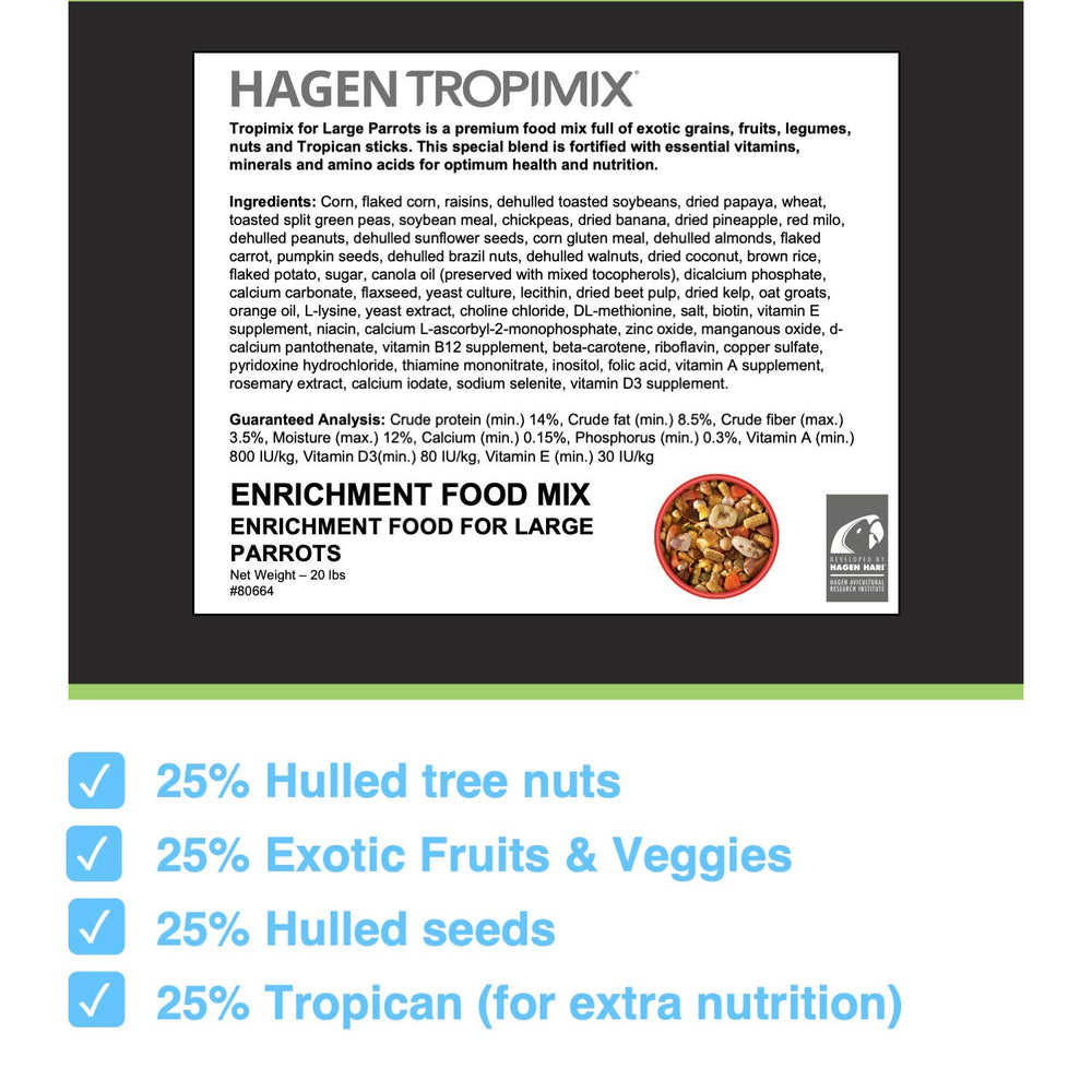 Hari Tropimix ingredients closeup highlights grains, fruits, and nuts
