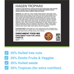 Hari Tropimix ingredients closeup highlights grains, fruits, and nuts
