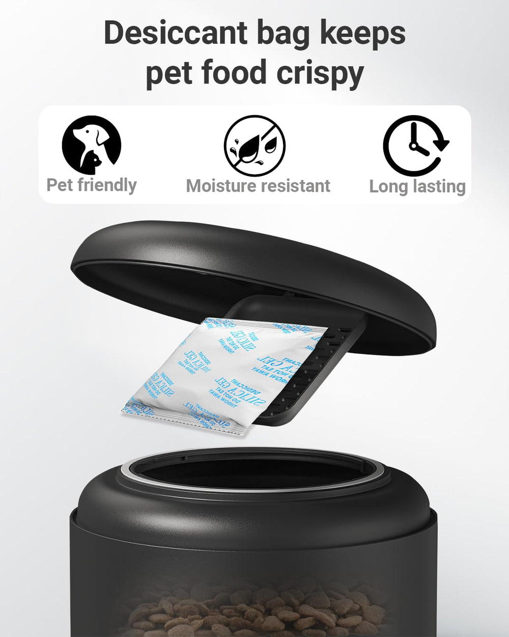 Harich CurLife orange indicator beads signal when to replace for fresh pet food.