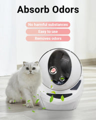 Harich CurLife self-cleaning-litter-box-deodorizer shows simple drop-in use for quick refresh.