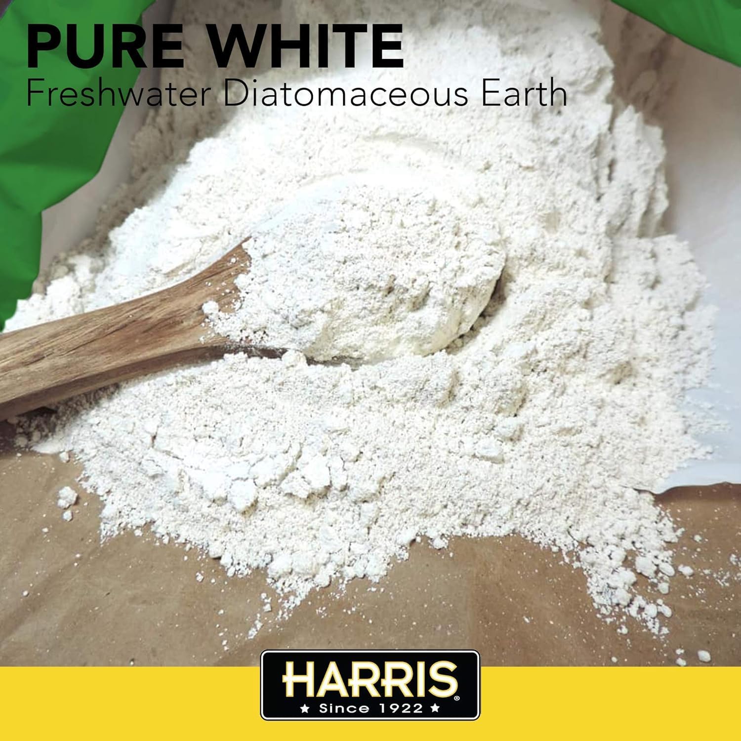 Harris Diatomaceous Earth garden application demonstrates OMRI-listed organic use and soil health benefits.