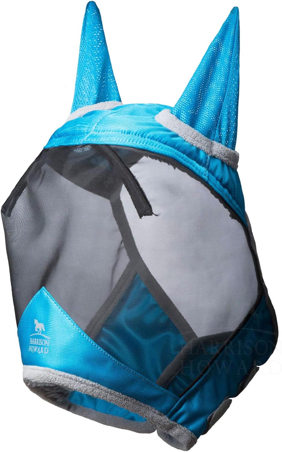 Harrison Howard CareMaster Pro fly mask side view showing secure fit and ventilation.