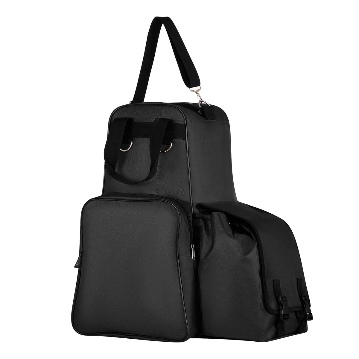 Harrison Howard equestrian pack boot-compartment keeps tall boots organized for travel.