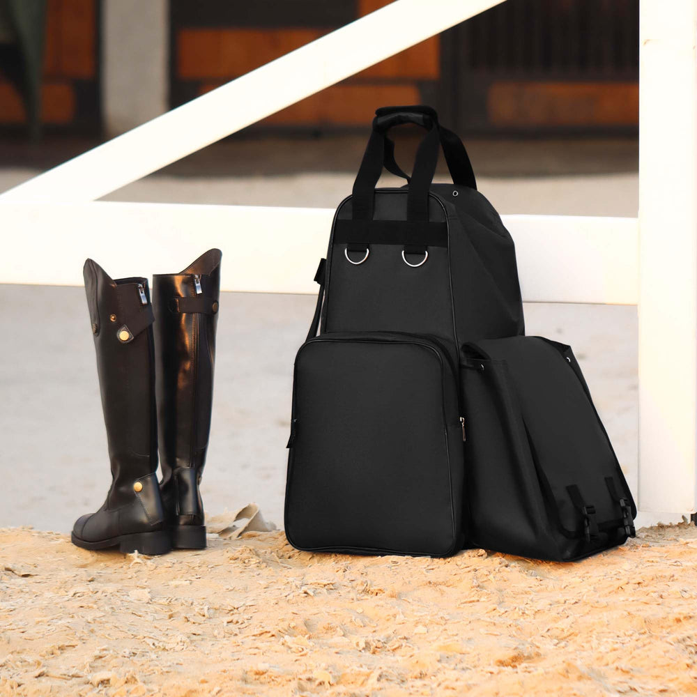 Harrison Howard equestrian pack tack-room-storage keeps jackets and accessories organized.