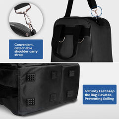 Harrison Howard equestrian pack waterproof-material guards contents from rain and dust.