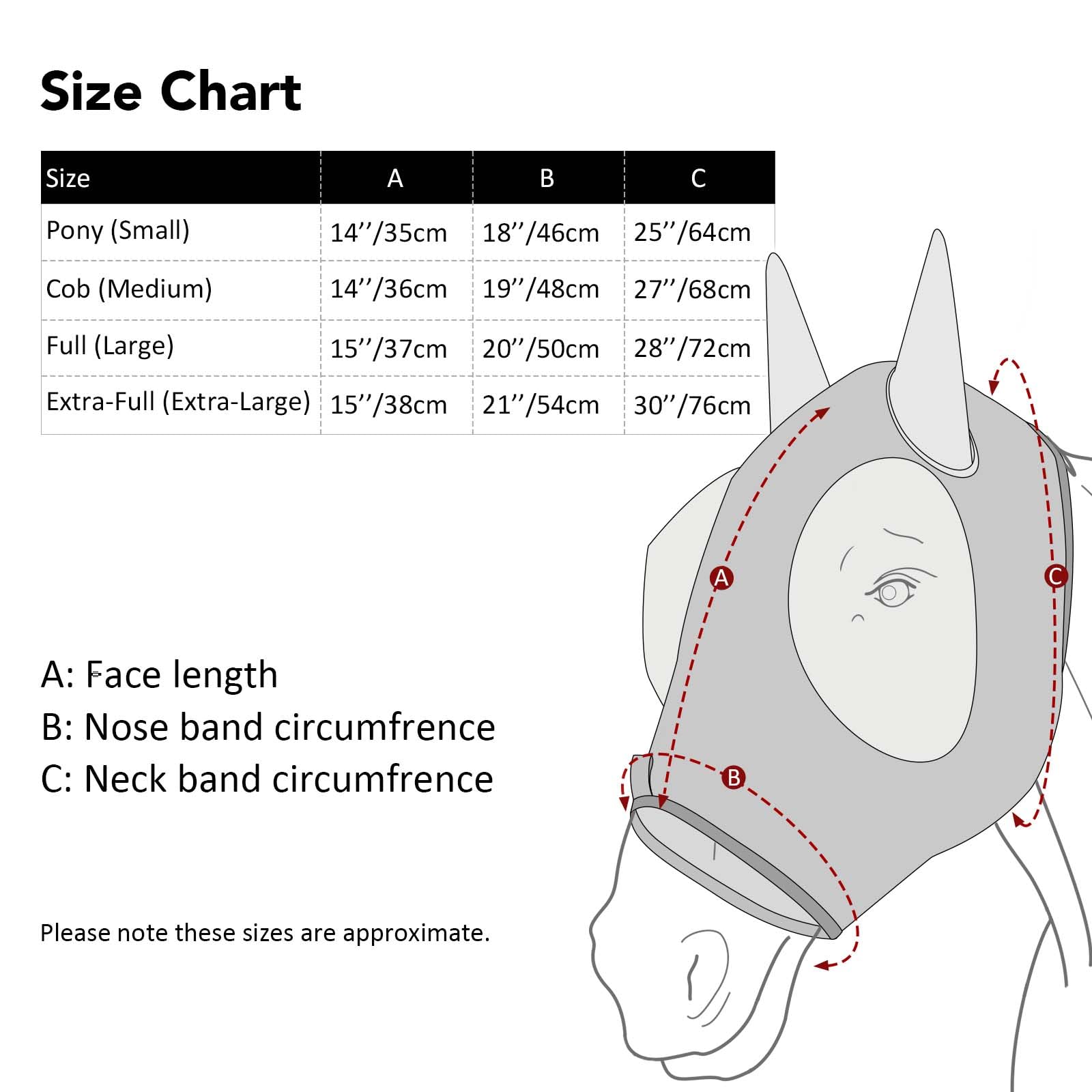 Ajuste elástico que se adapta a distintas cabezas de caballo.