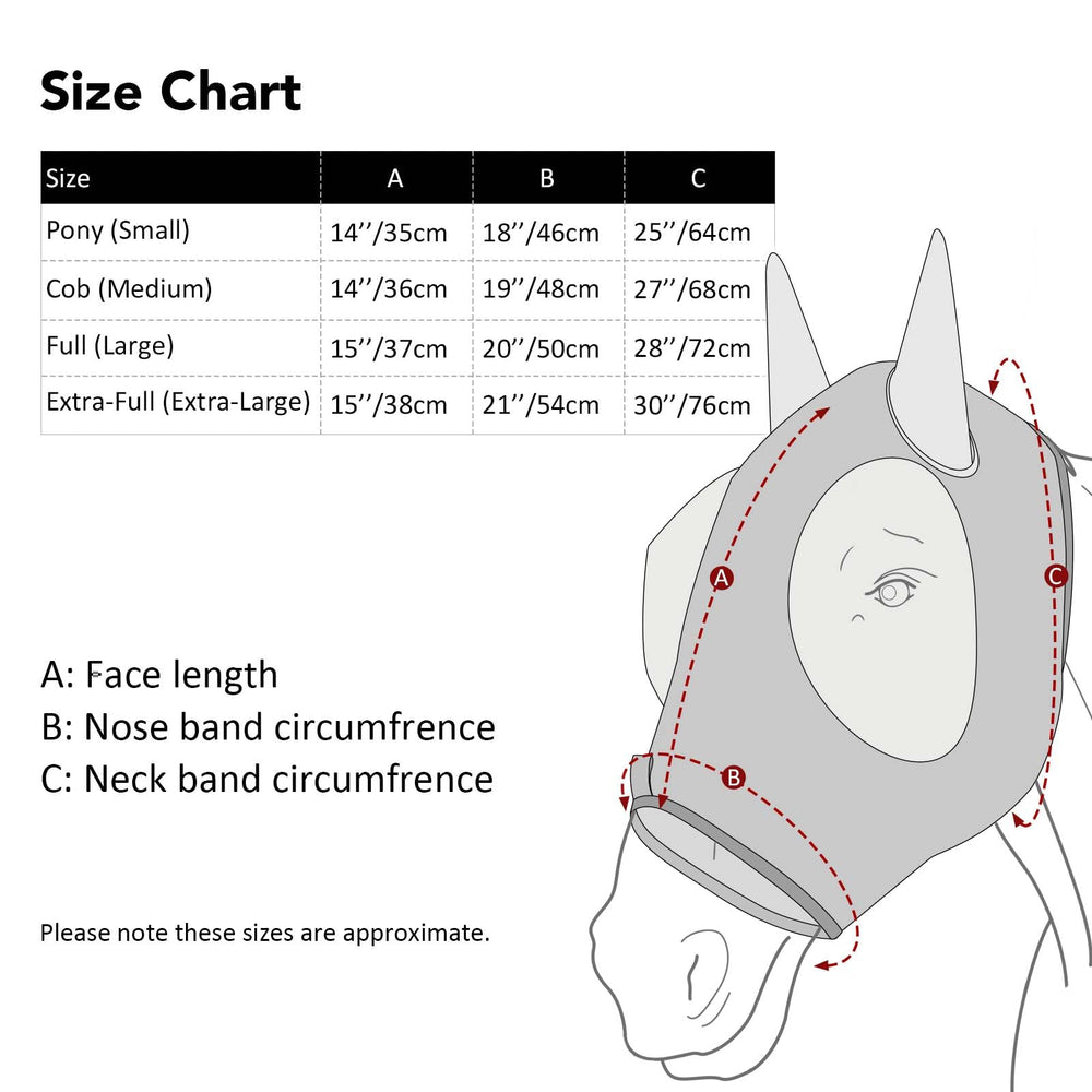 Ajuste elástico que se adapta a distintas cabezas de caballo.