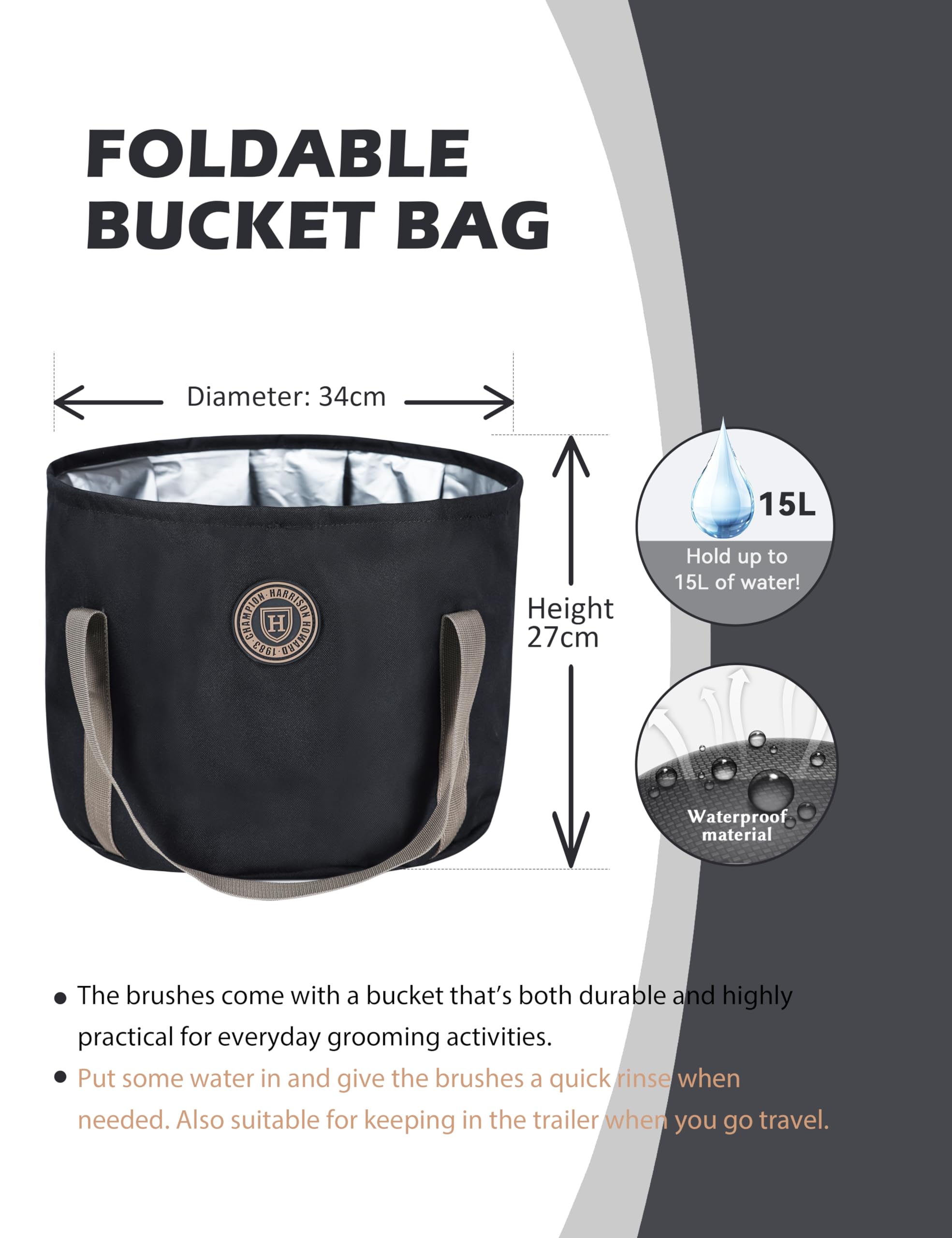 Harrison Howard organizer tote in black enables on-the-go grooming