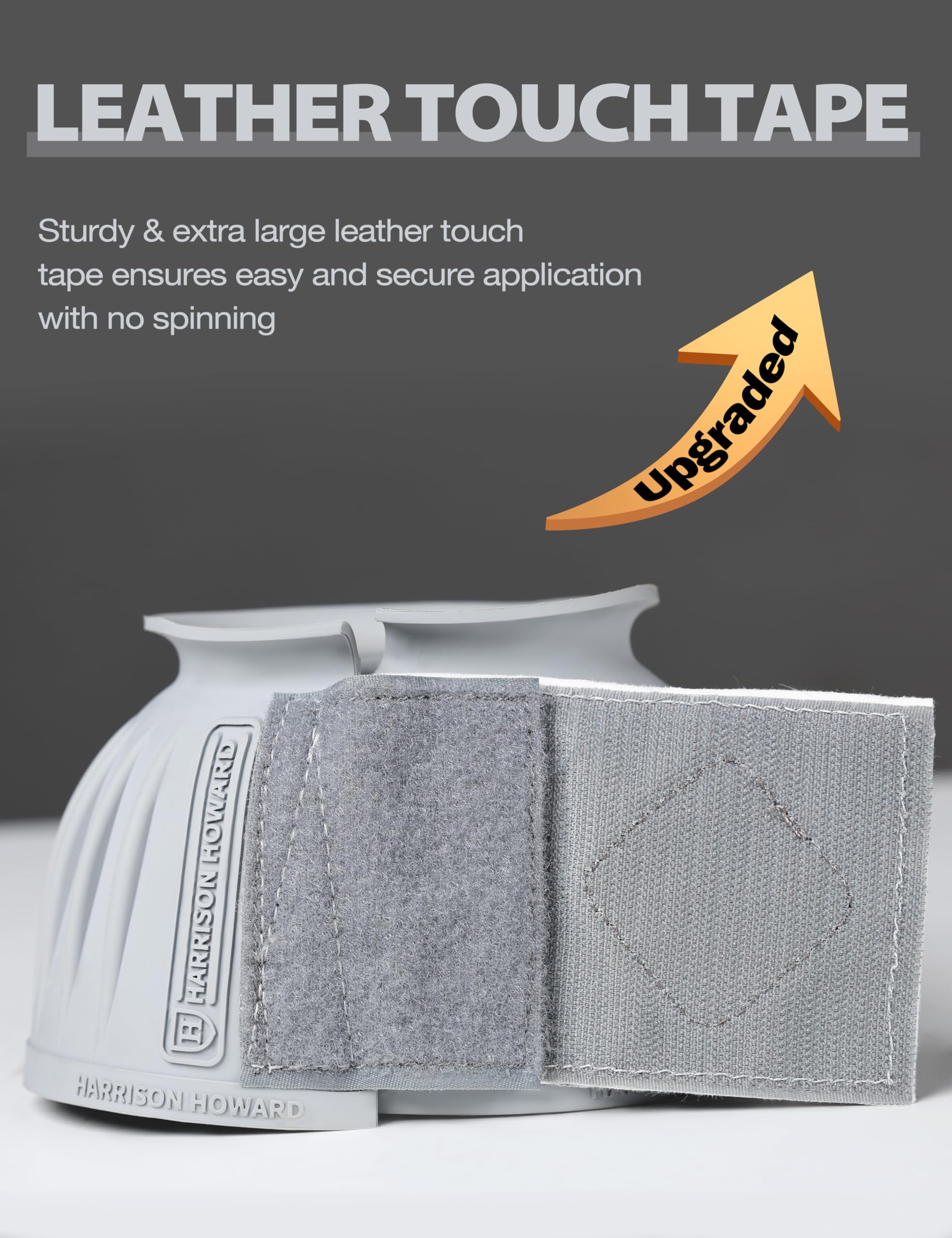 Harrison Howard leather touch tape close-up shows easy secure fit