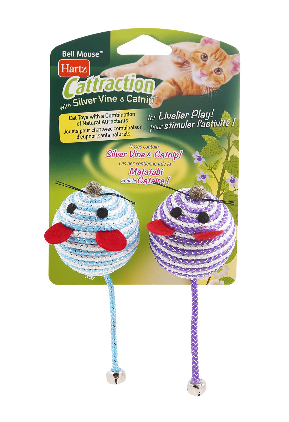 Hartz Cattraction Bell Mouse pack front view fosters interactive play and exercise.