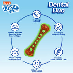 Hartz Chew ’n Clean Dental Duo center treat—bacon flavor for tasty engagement.