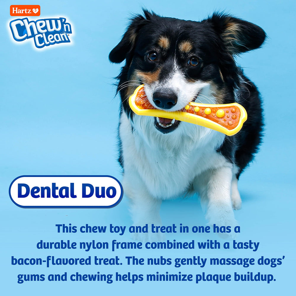 Hartz Chew ’n Clean Dental Duo nylon shell—durable chew for mild to moderate chewers.