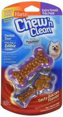 Hartz Chew'n Clean Dental Duo toy for extra small dogs promotes longer chew sessions.