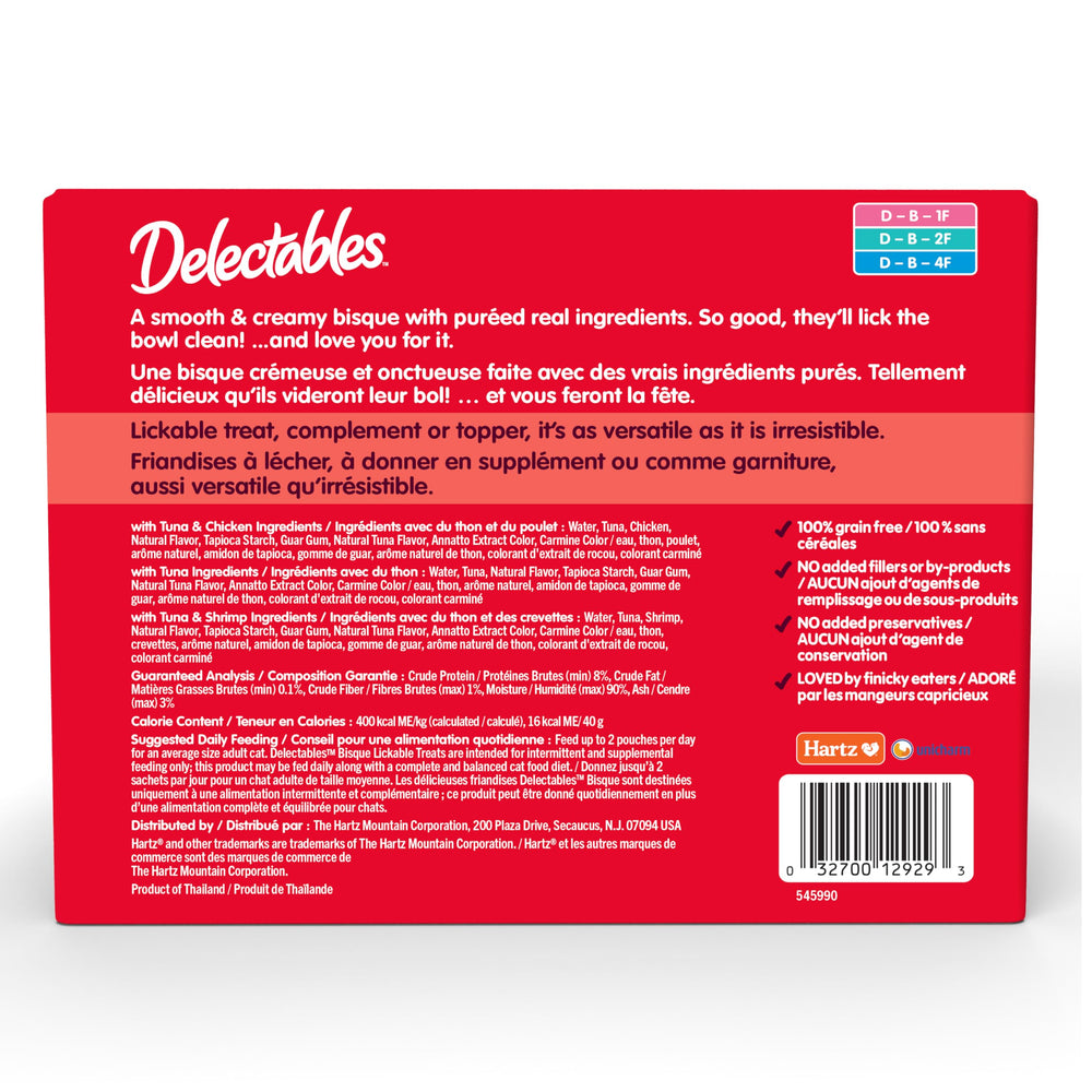 Hartz Delectables Bisque ingredients-label communicates premium protein sources