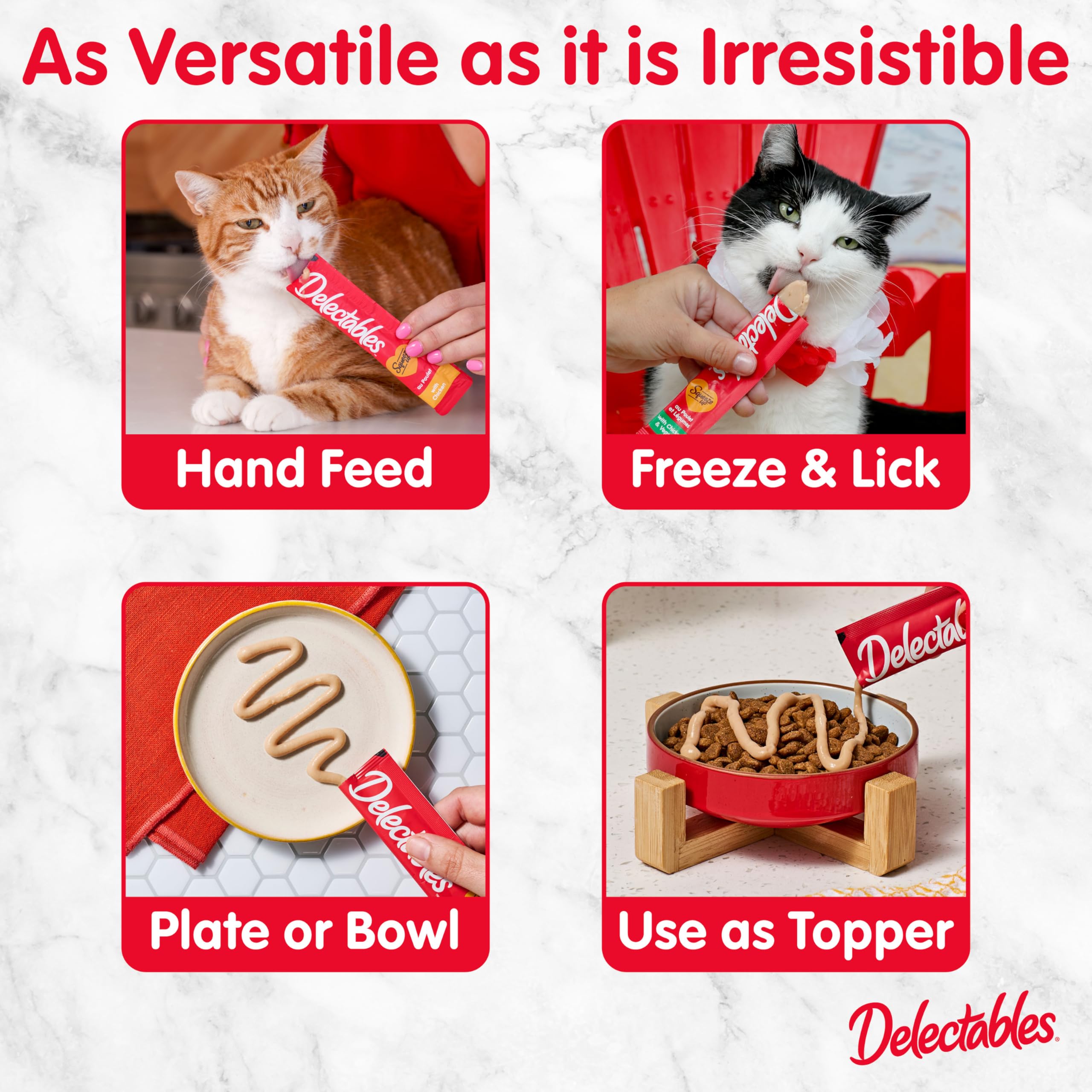 Hartz Delectables cat bowl-topper idea image shows tasty topper for finicky eaters