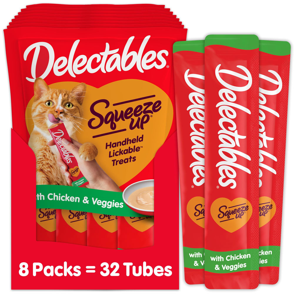 Hartz Delectables Squeeze Up tube pour illustrating a playful bonding moment