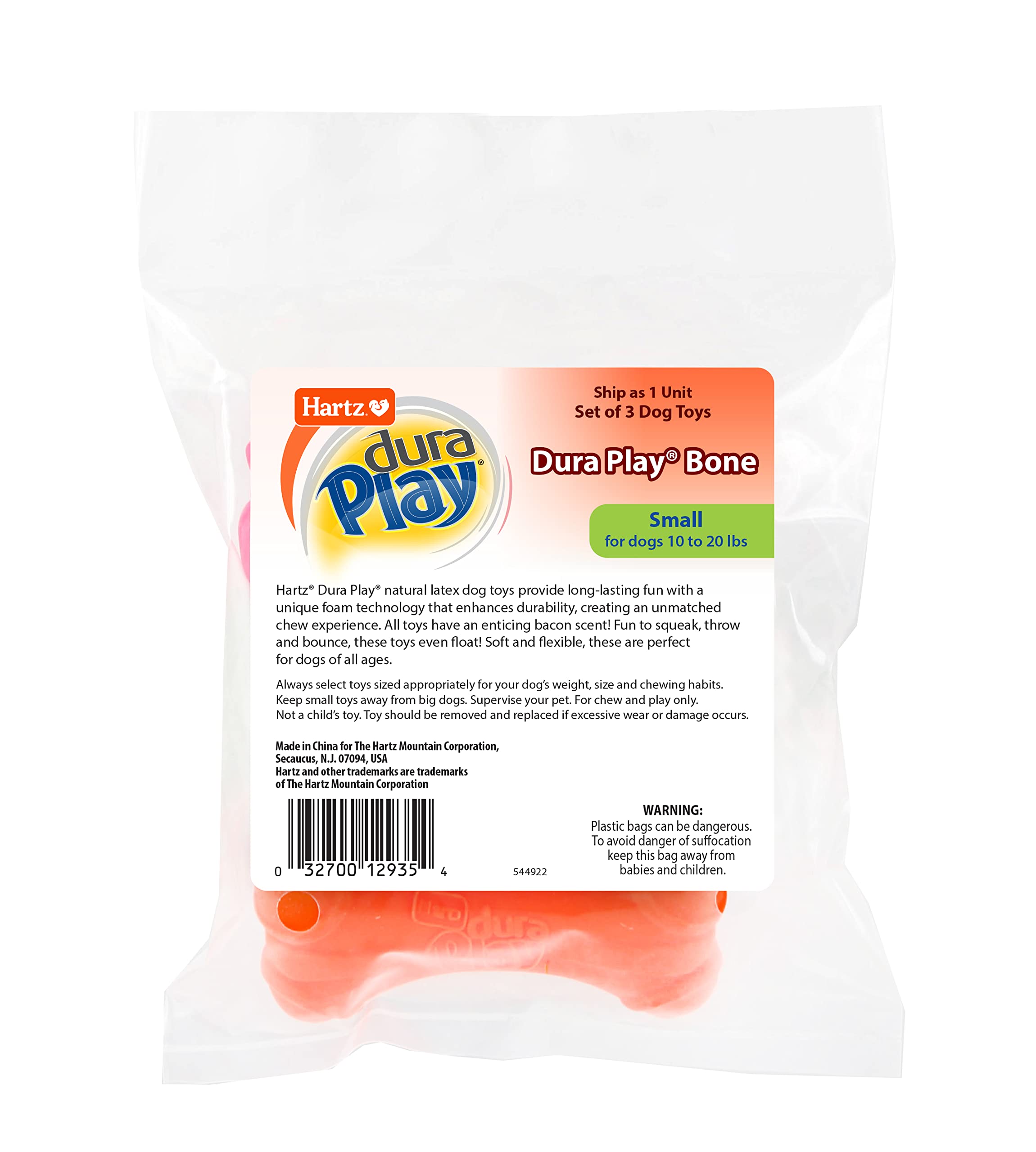 Hartz DuraPlay bacon-scented pack invites dogs of all ages to explore textures and scents.
