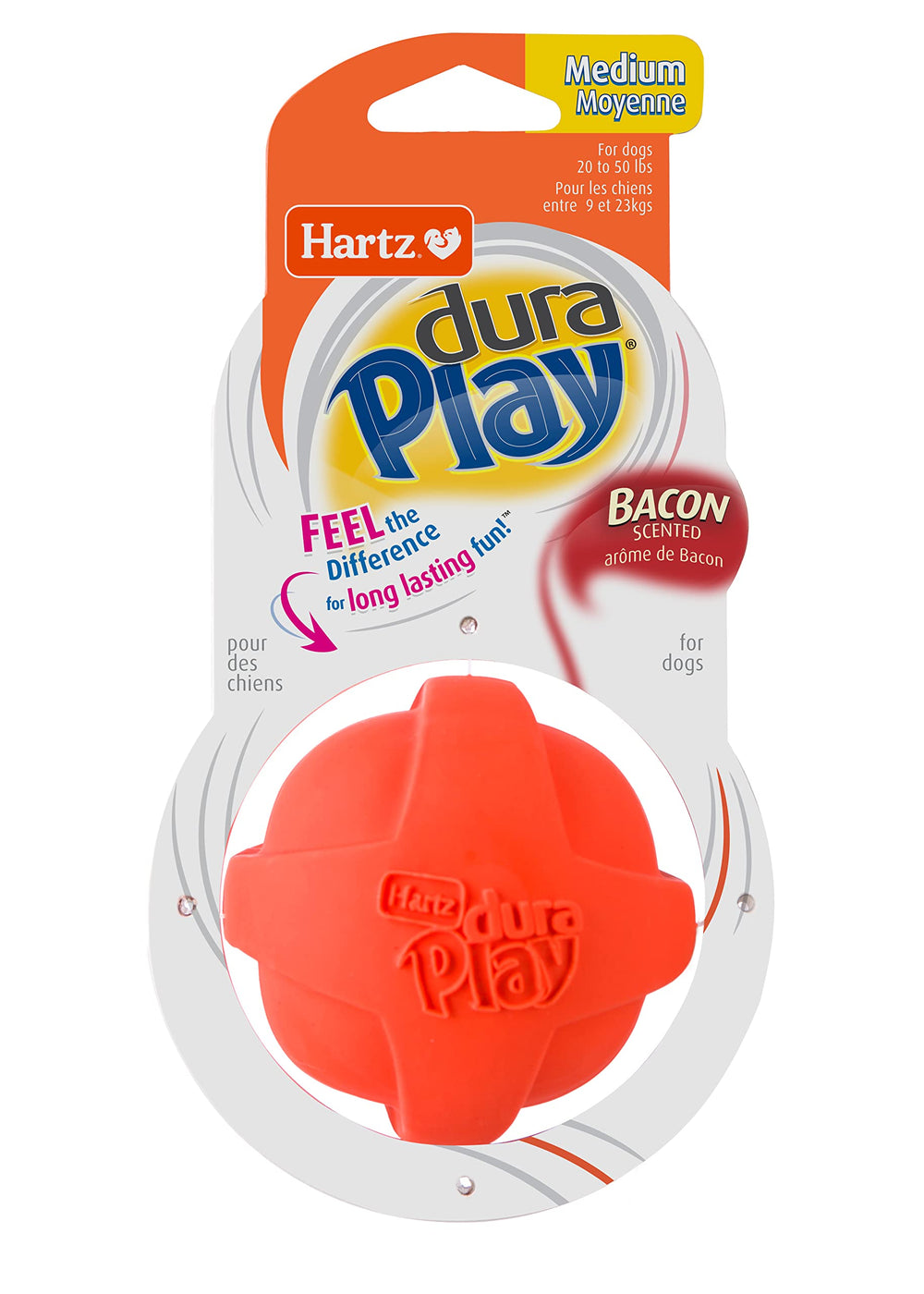 Hartz DuraPlay bacon toy cleans easily after rough play.
