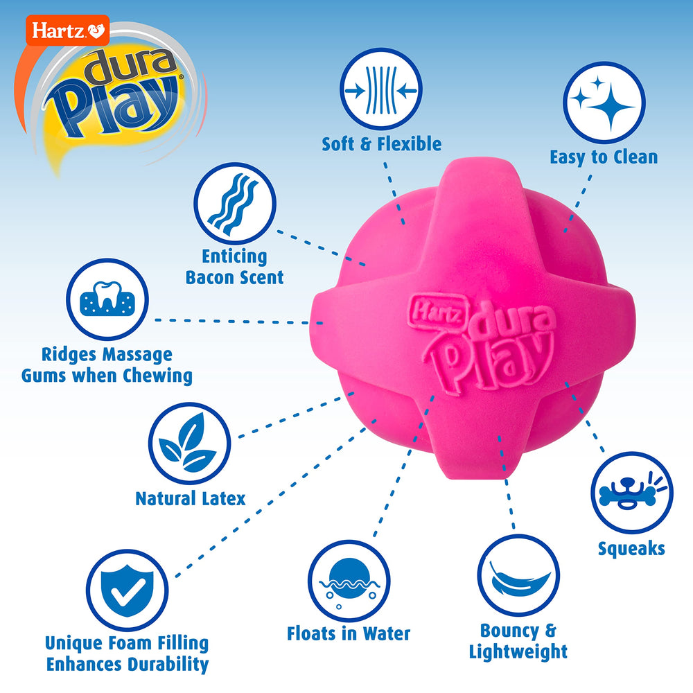 Hartz DuraPlay foam-core interior adds a chewy, bouncy sensation during play.