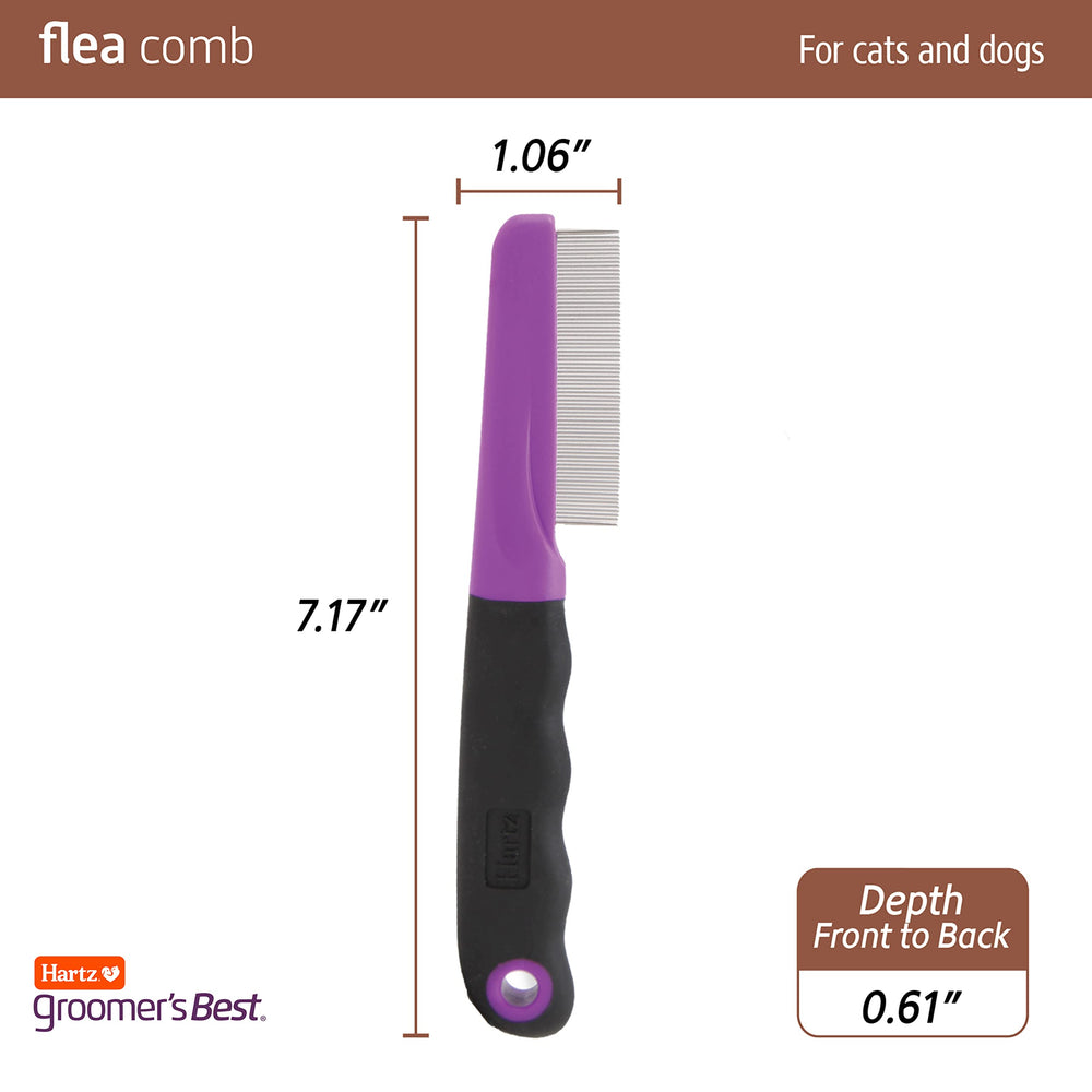 Hartz Groomer's Best Flea Comb close-up on facial area shows careful grooming.