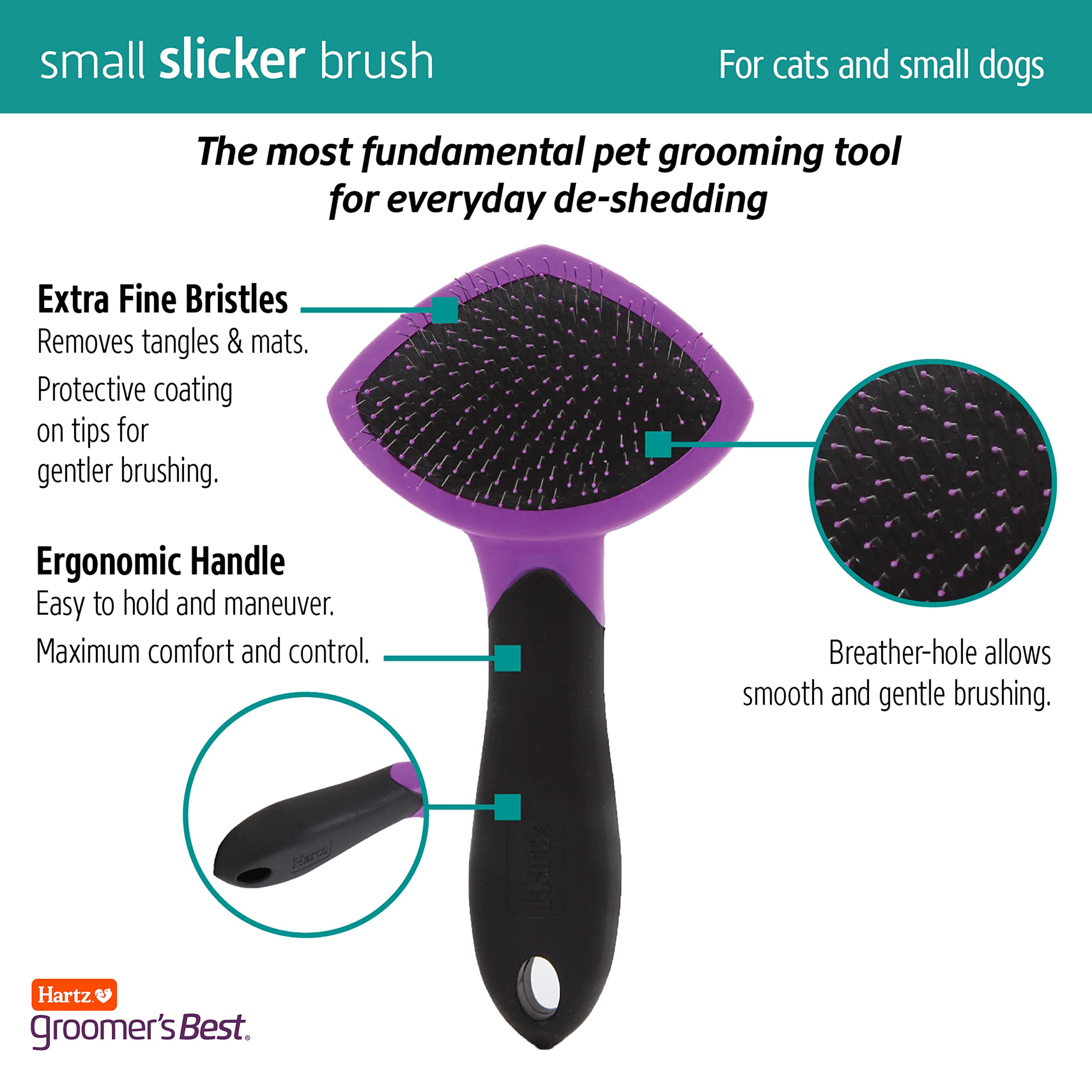 Hartz Groomer's Best Small Slicker Brush self-stand design