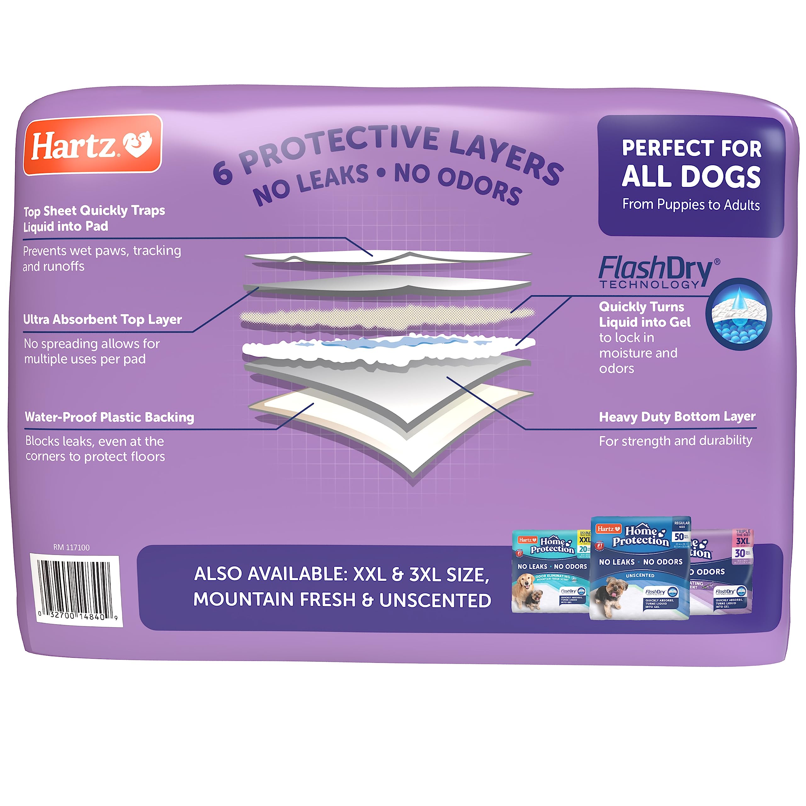 Hartz travel-use pad image highlights convenient disposal during trips