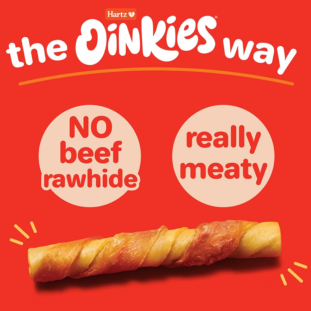 Hartz Oinkies Porkalicious Twists proceso ahumado y horneado intensifica el sabor