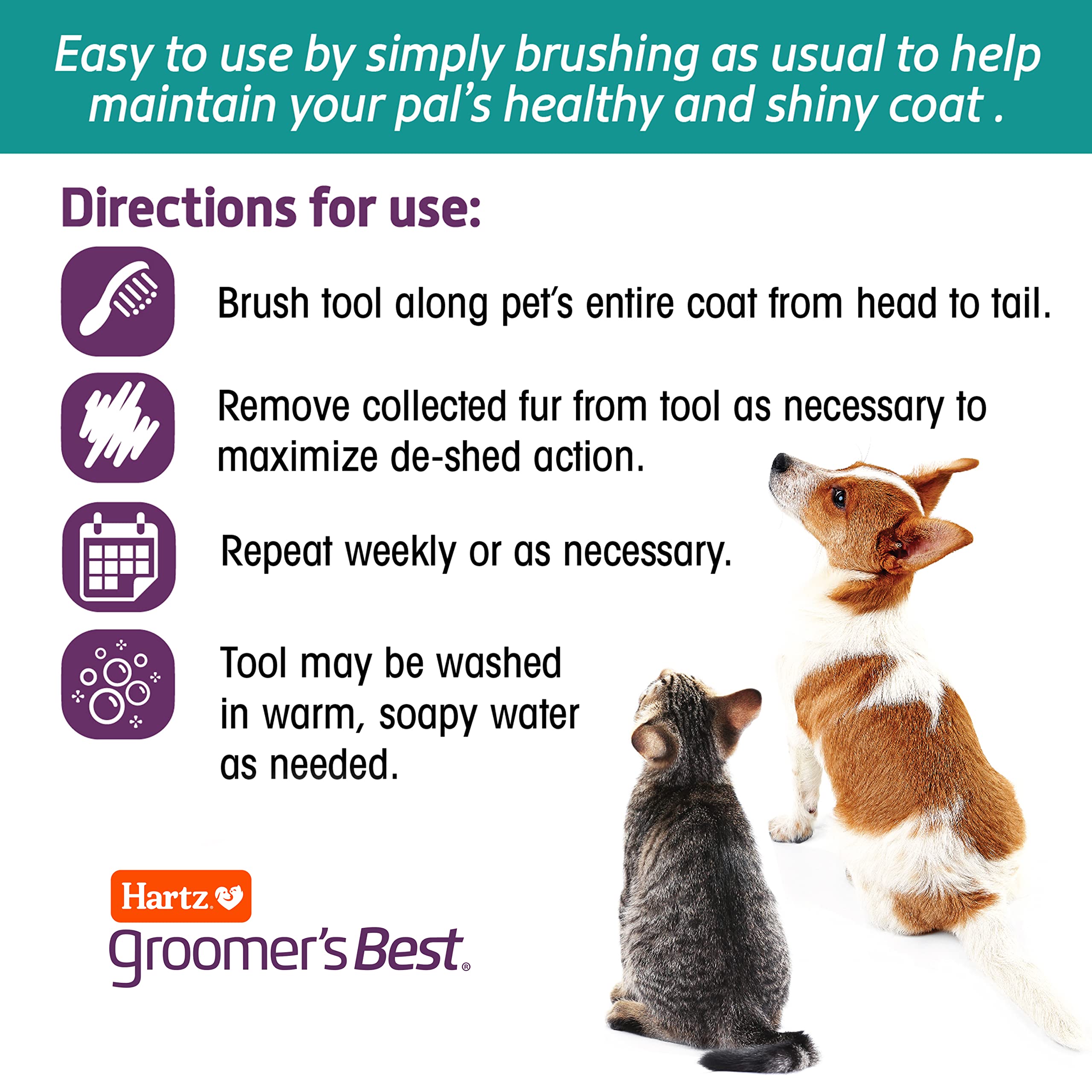 Hartz shampoo lather on pet coat conveys cleansing and conditioning
