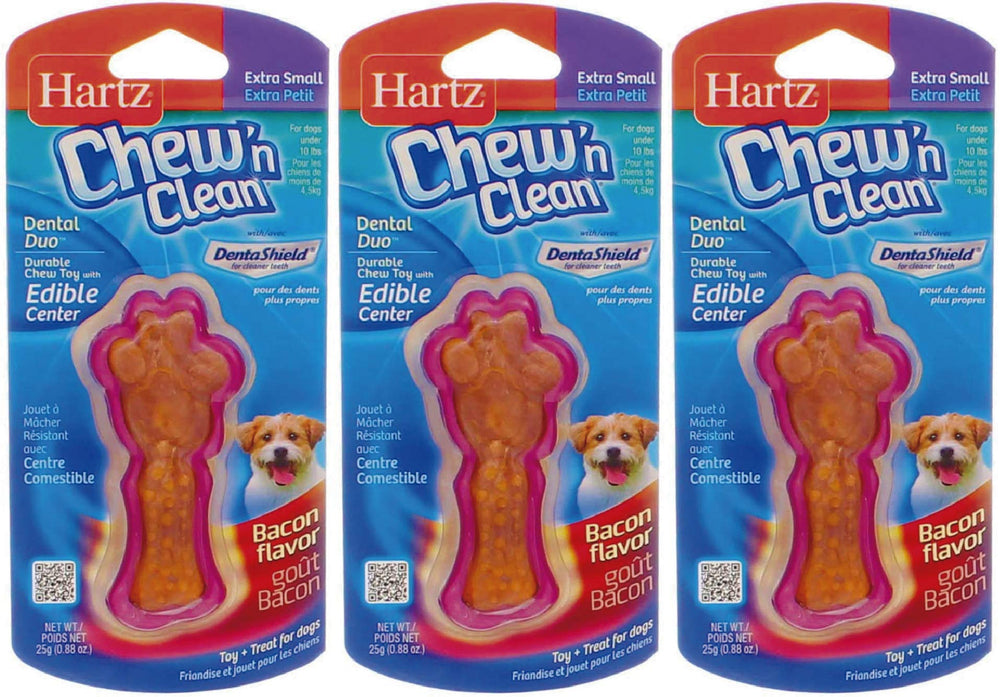 Hartz Tiny Dog Dental Duo nylon-shell exterior for durable chewing sessions.