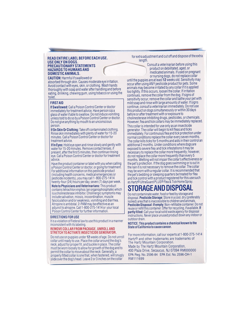 Hartz UltraGuard collar on dog neck demonstrates a comfortable fit for up to 20 inches