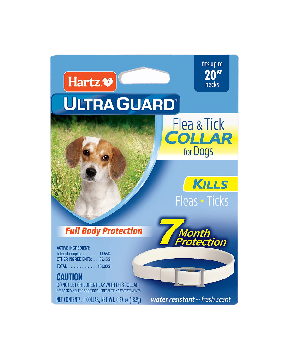 Hartz UltraGuard collar packaging shows 7-month flea and tick protection