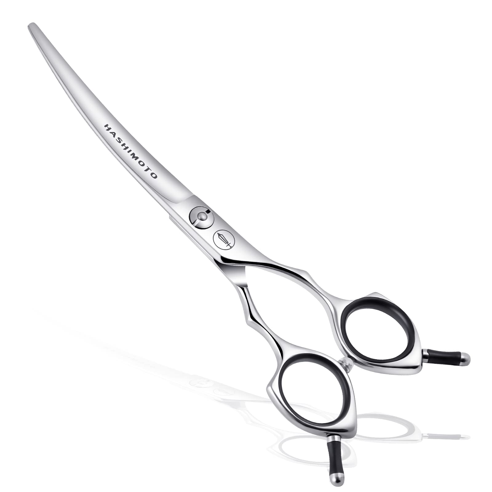 HASHIMOTO dog grooming scissors with curved blade deliver precise trims for faces and paws.