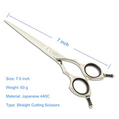 HASHIMOTO dog straight scissors highlight sharp edge for clean, efficient fur removal.