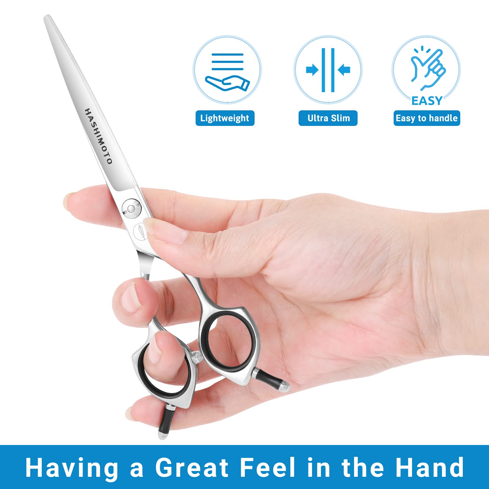 HASHIMOTO curved blade from Japanese 440C stainless steel for sharp, smooth cuts.