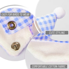 HASSLICKIT bird costume blue buckle-detail highlights secure fit for small to mid-sized birds.