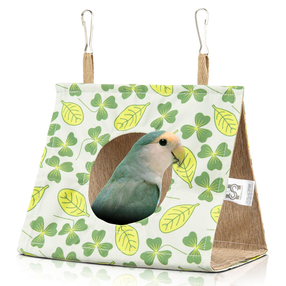 HASSLICKIT Bird Hut breathable-material demonstrates comfort for small birds.