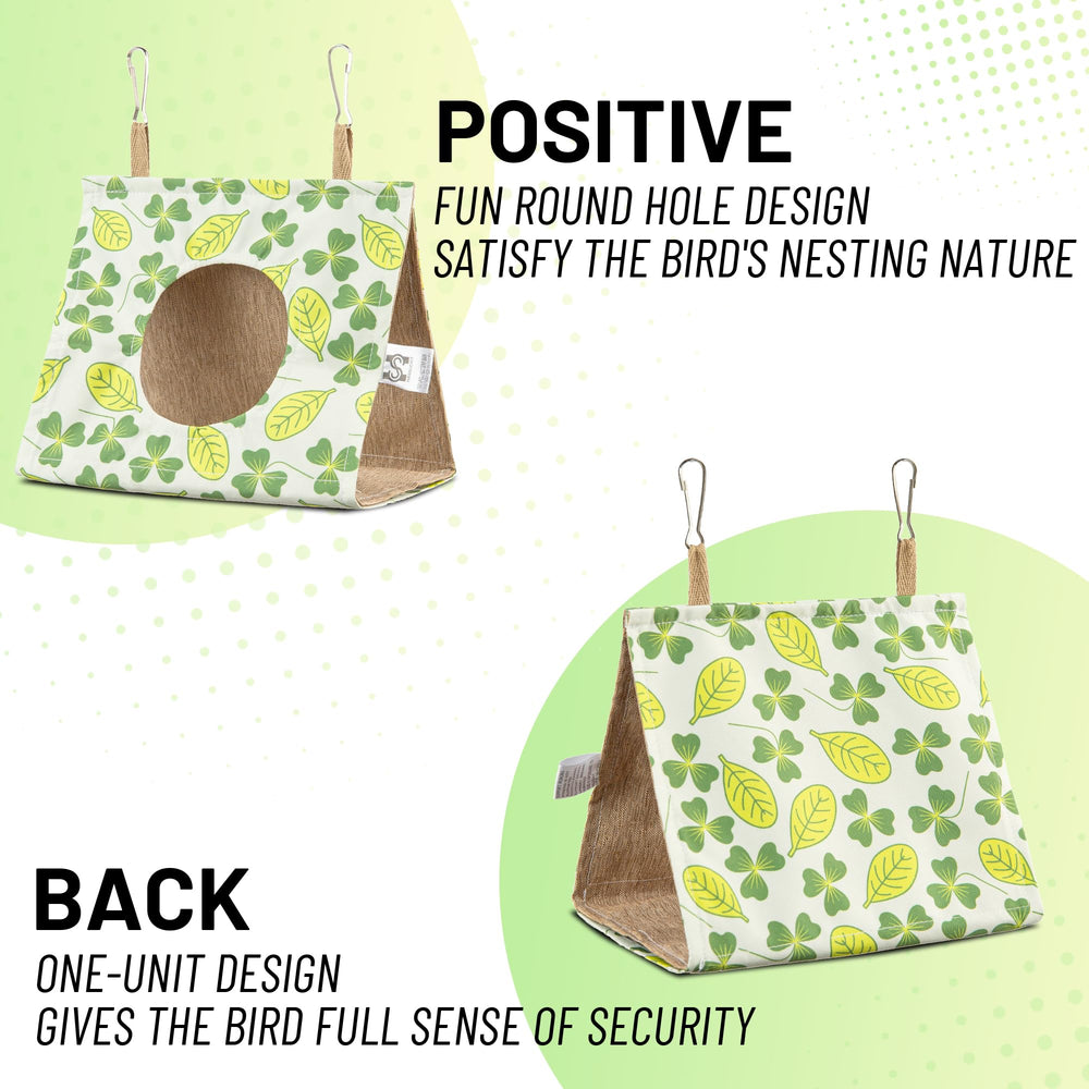 HASSLICKIT Bird Hut top-hooks showing easy hanging and secure placement.